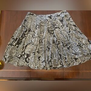 INC Black with White Paisley Circle Skirt Size L